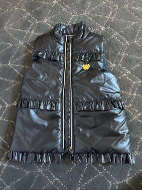 Juicy Couture Deep Navy/Black Ruffled Puffer Vest size 4T